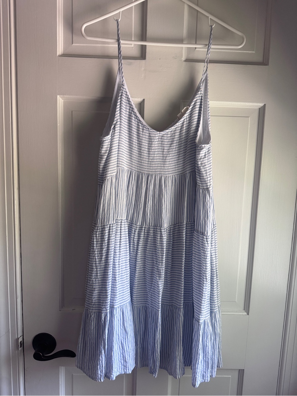 Altar’d State Blue & White Striped Tiered Swing Dress Size Medium